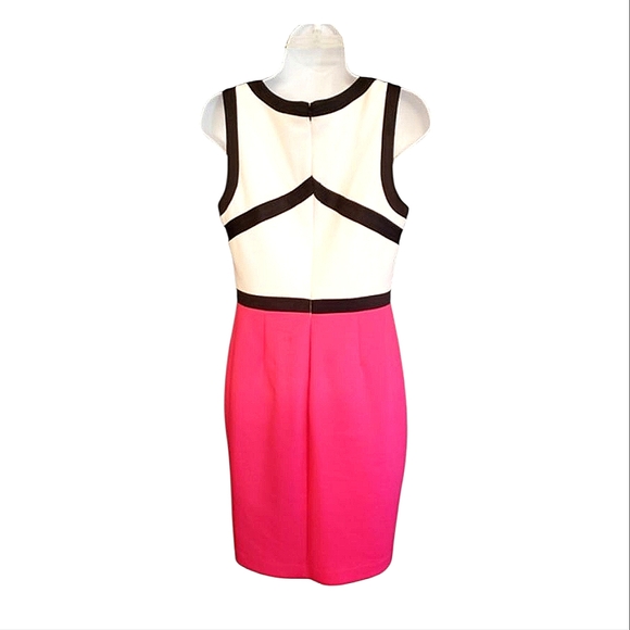 Calvin Klein White & Pink Colorblock Sheath Dress Size 6 - Picture 3 of 4